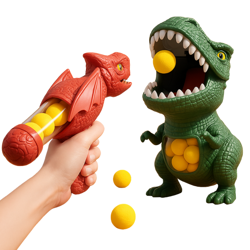 Dino Action Spiel – Spielspaß mit Schaumstoff-Bällen & Zielscheibe