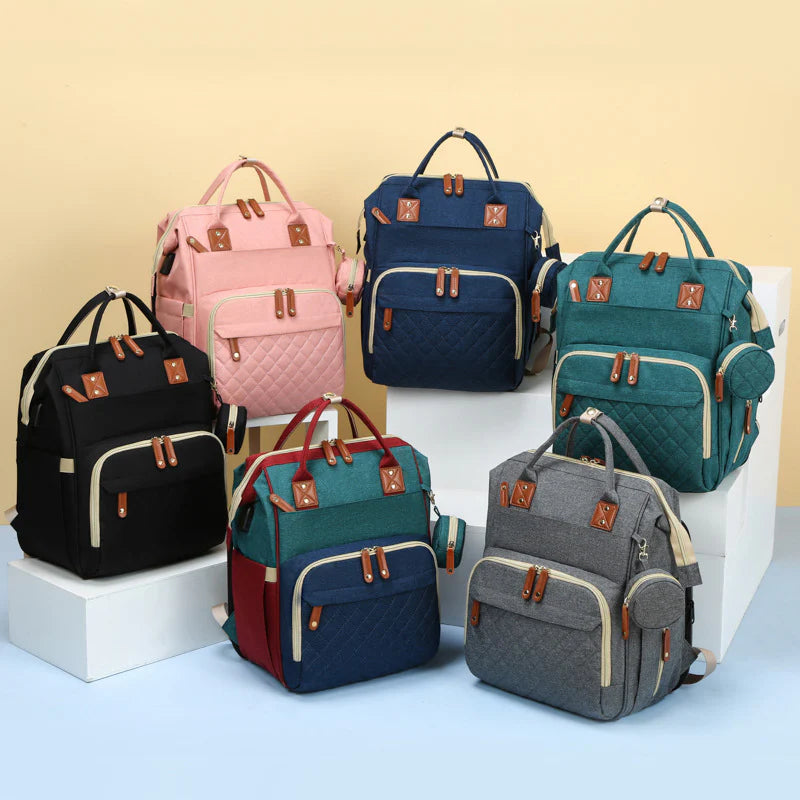 2-in-1 Baby Rucksack mit Wickelbett – Wickeltasche & Reisebett
