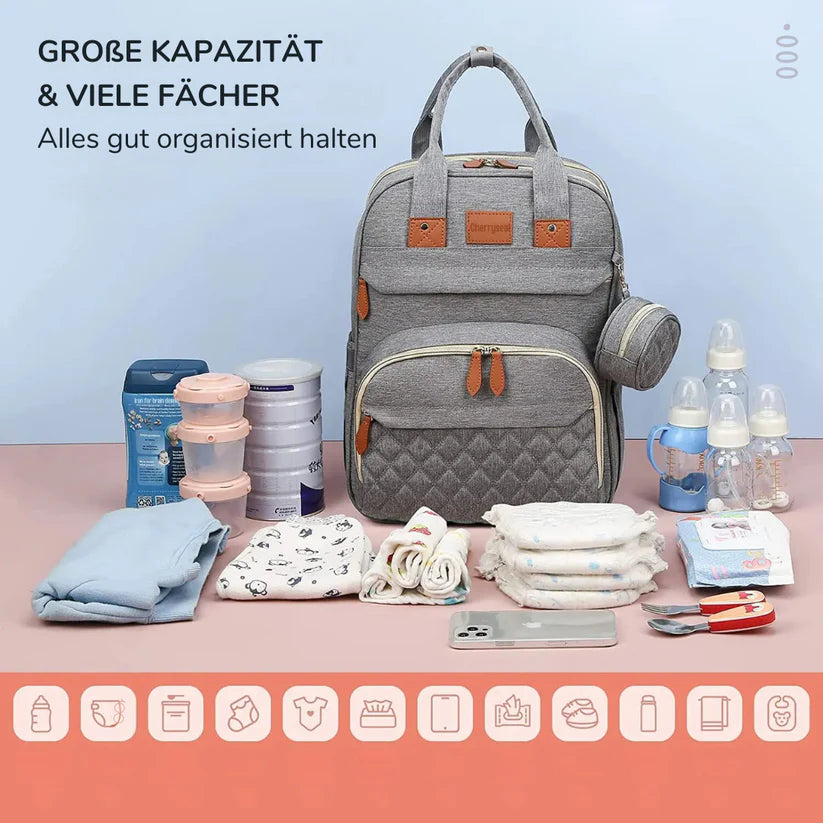 2-in-1 Baby Rucksack mit Wickelbett – Wickeltasche & Reisebett