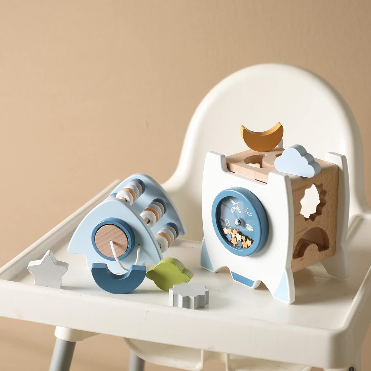 Montessori - Holzrakete 5-in-1-Spielzeugset