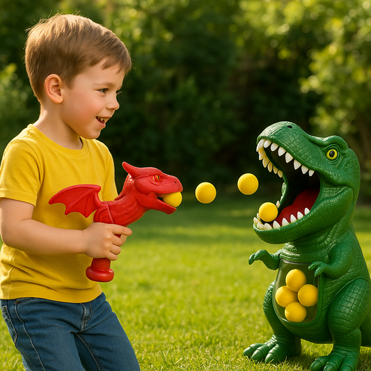 Dino Action Spiel – Spielspaß mit Schaumstoff-Bällen & Zielscheibe