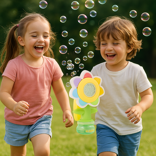 Seifenblasenmaschine Sonnenblume – Tänzelndes Spielzeug für Kinder