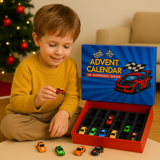 Adventskalender mit 24 Spielzeugautos für Kinder