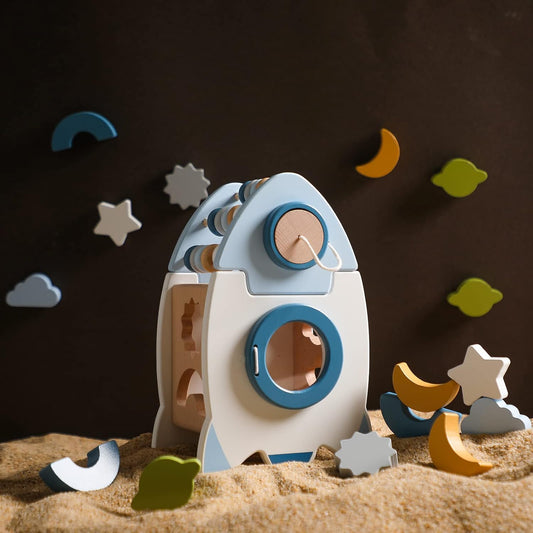 Montessori - Holzrakete 5-in-1-Spielzeugset