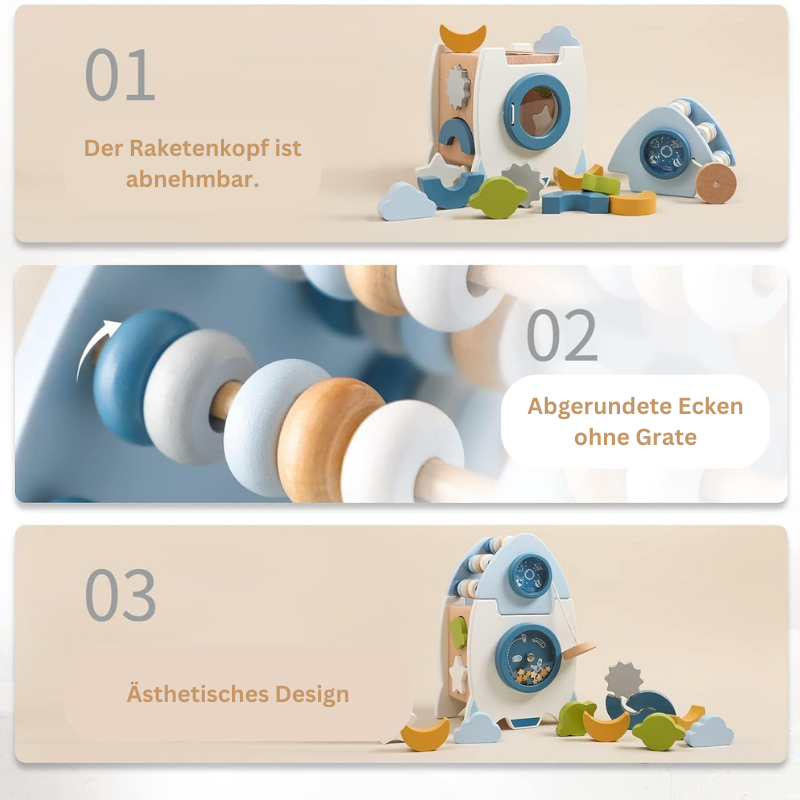 Montessori - Holzrakete 5-in-1-Spielzeugset