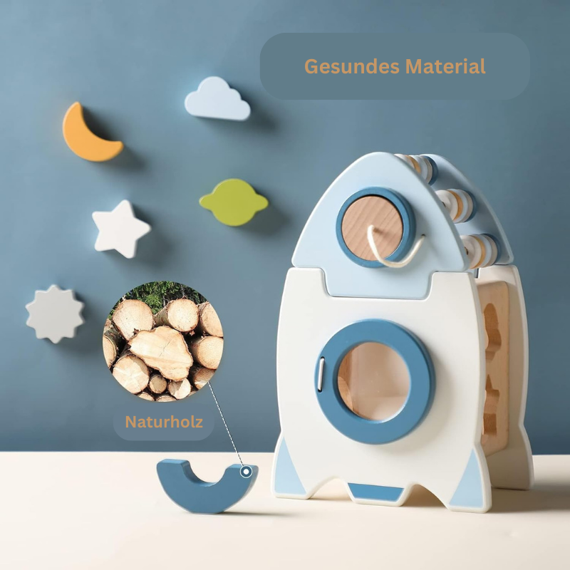 Montessori - Holzrakete 5-in-1-Spielzeugset