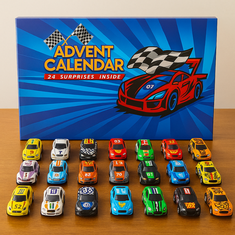 Adventskalender mit 24 Spielzeugautos für Kinder