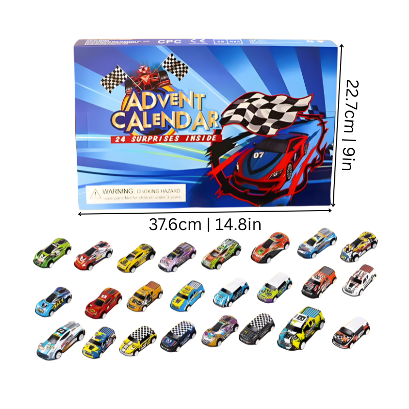 Adventskalender mit 24 Spielzeugautos für Kinder